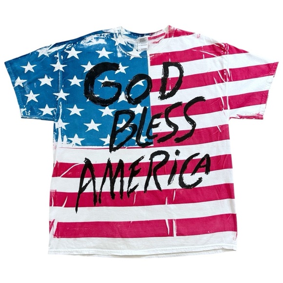Vintage God Bless America All Over Print T-Shirt - Picture 1 of 10